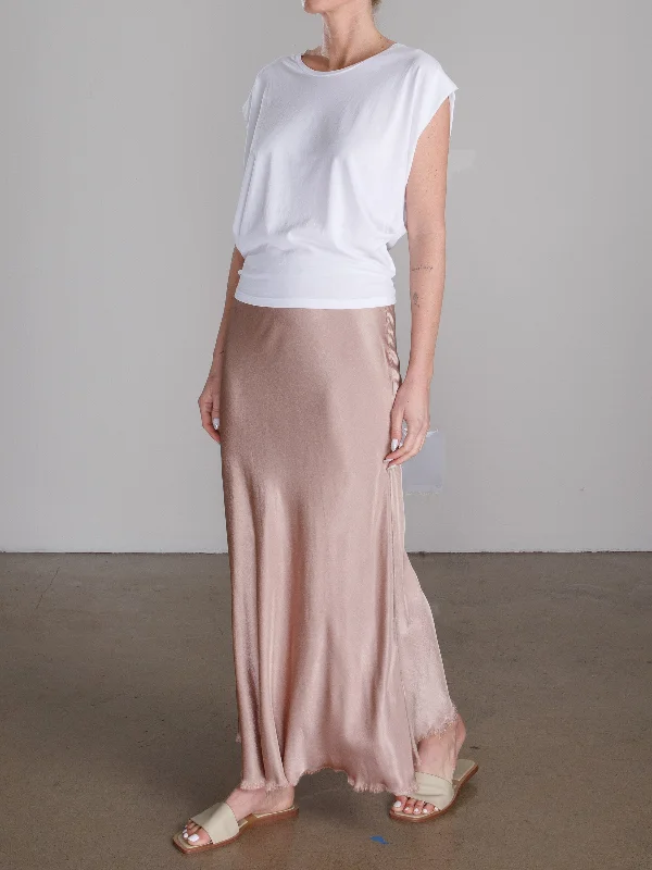 Bernie Skirt in Vintage Satin - Nude silk skirt lustrous