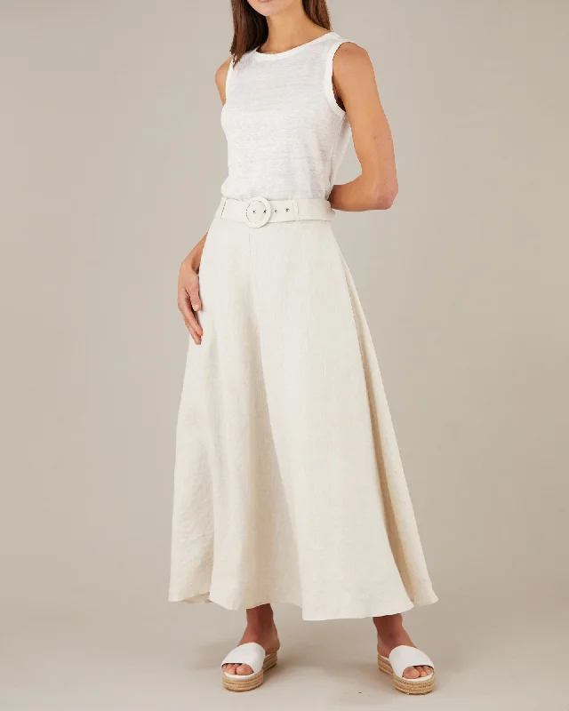 Bridgette Linen Maxi Skirt - Natural leather skirt refined