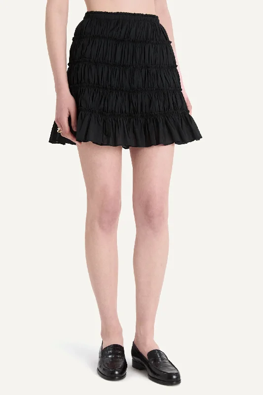 Cassis Skirt in Black silk skirt lustrous