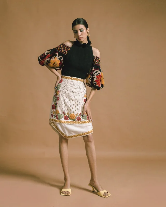 Chandrima ivory kala cotton skirt slim fit skirt