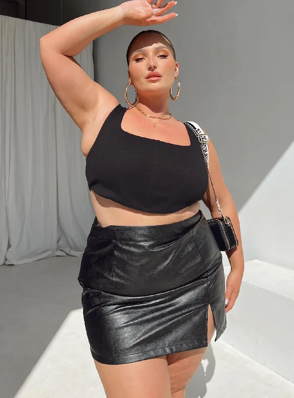 Chelsea Mini Skirt Black Curve linen skirt airy