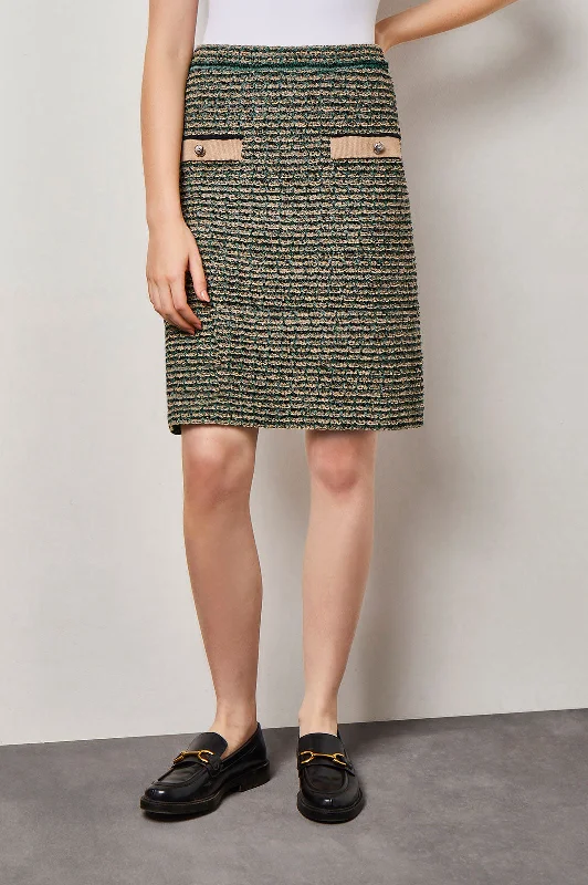 Contrast Detail Tweed Knit Pencil Skirt lace skirt feminine