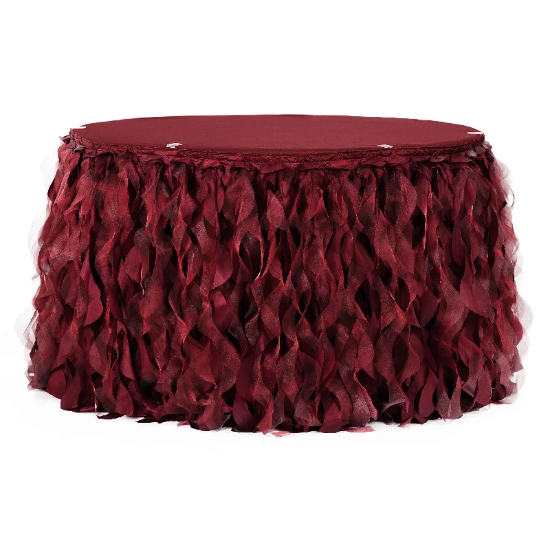 Curly Willow 14ft Table Skirt - Burgundy linen skirt relaxed