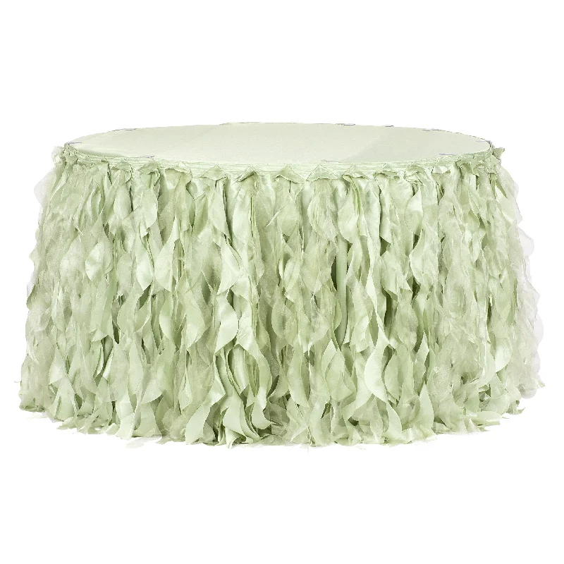 Curly Willow 17ft Table Skirt - Sage Green silk skirt lustrous
