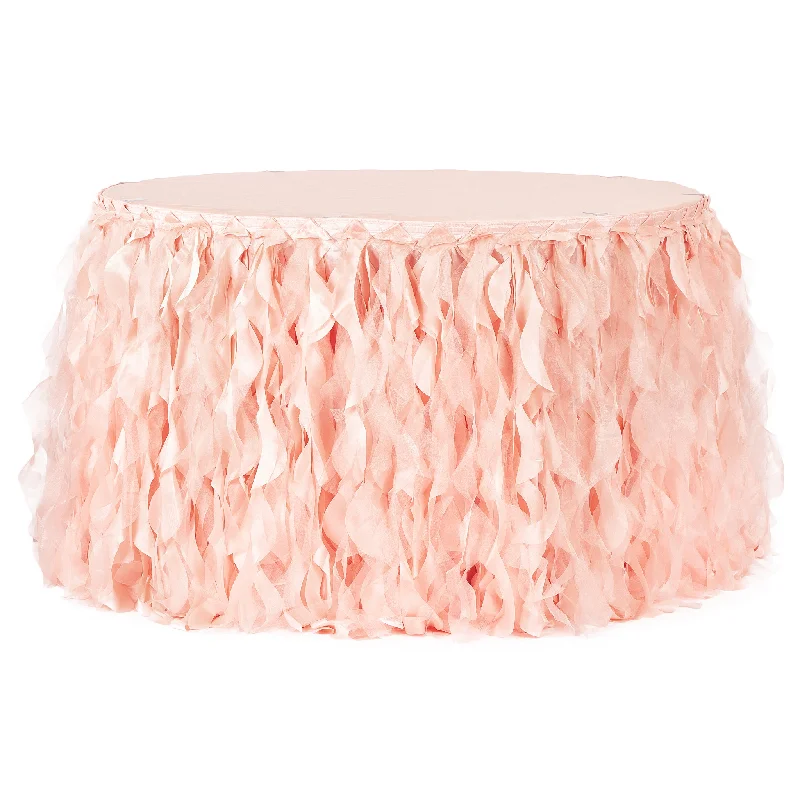 Curly Willow 21ft Table Skirt - Blush/Rose Gold high slit skirt