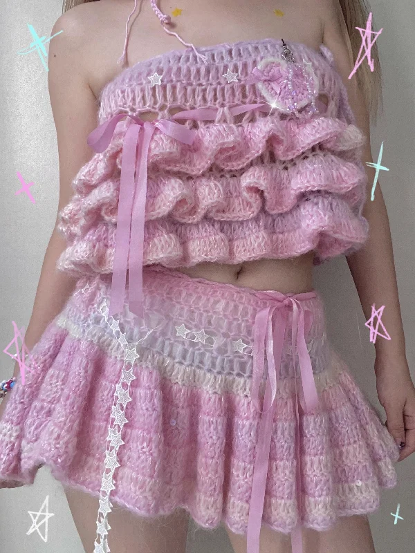 [Customized Hand Knitted] I’m the real doll hand knitted skirt or crop top corduroy skirt cozy
