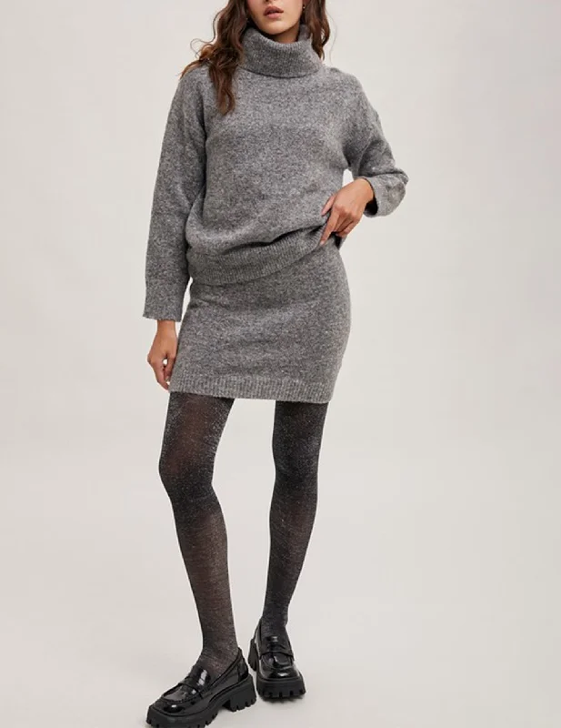 Eliana Heather Grey Knit Mini Skirt lace skirt intricate