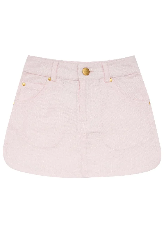 Enid Skirt-Pink Pond asymmetrical skirt cut