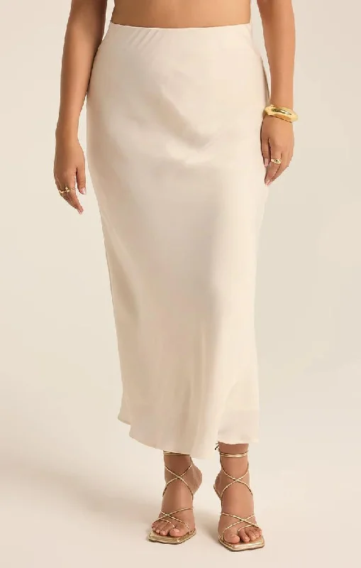 Europa Luxe Sheen Midi Skirt Sea Salt high waist skirt