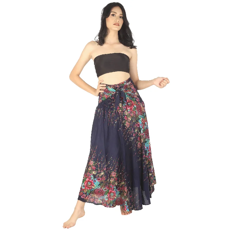 Floral Royal Women's Bohemian Skirt in Navy SK0033 020010 08 wool skirt warm