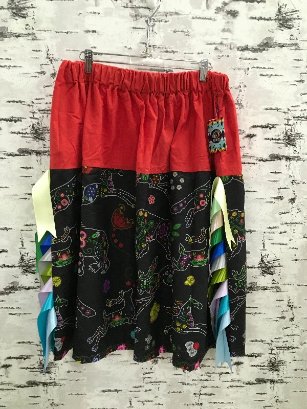Handmade Beaded Animals Red Ribbon Skirt pleated skirt texture