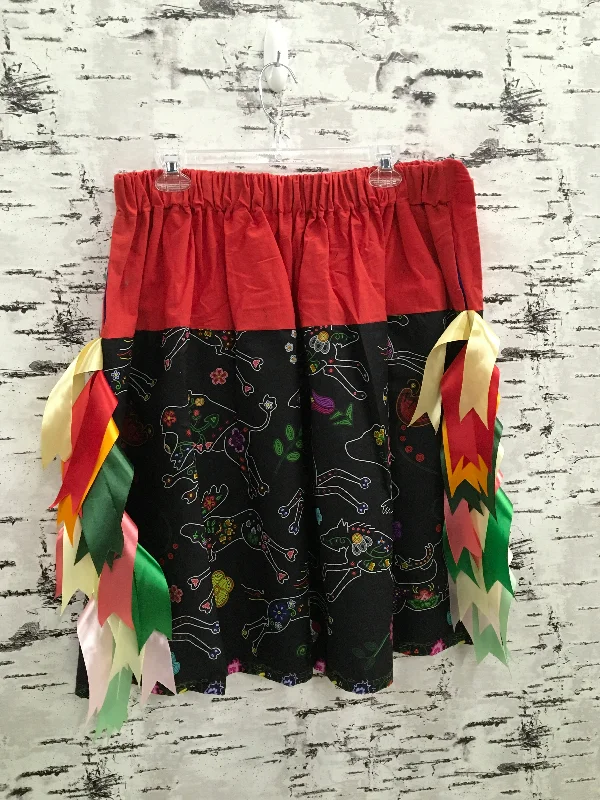Handmade Beaded Animals Red Ribbon Skirt pleated skirt texture