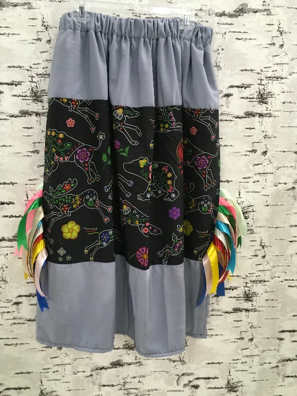 Handmade Beaded Animals Stone Blue Ribbon Skirt ribbed skirt waist