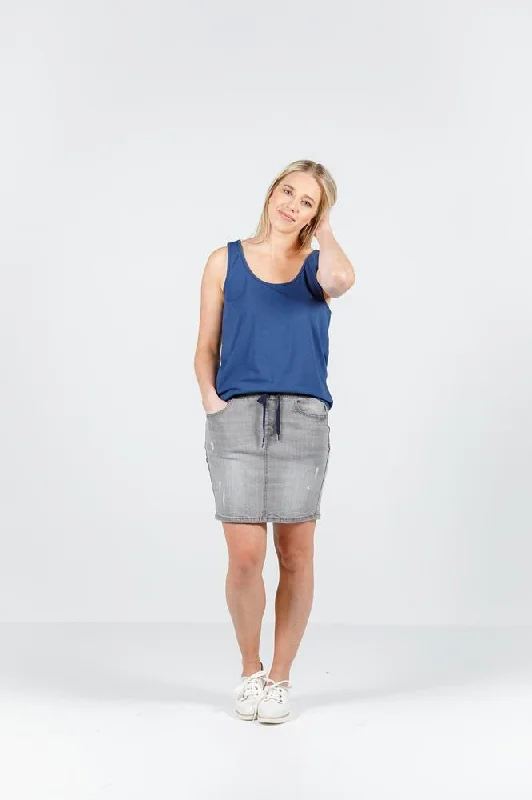 Home-Lee Denim Skirt Grey corduroy skirt durable