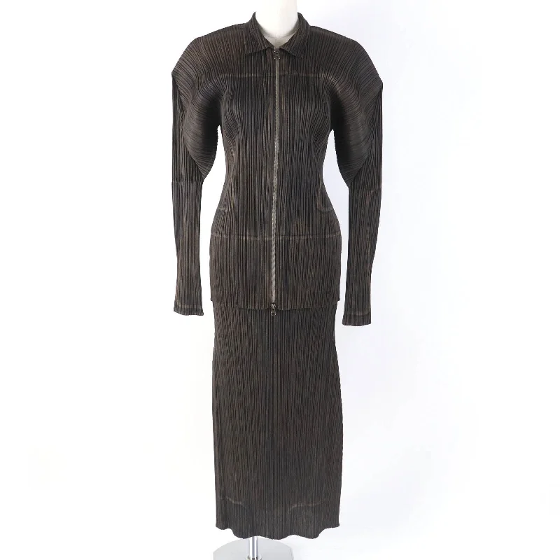 Issey Miyake Polyester Long Sleeve Skirt Set chiffon skirt flowing