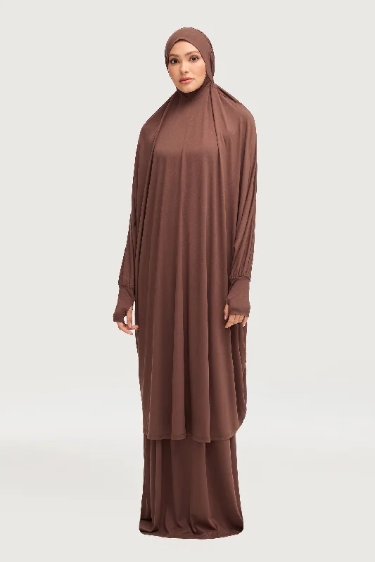 Jersey Cupro Prayer Jilbab & Skirt Set - Brown boho skirt vibe