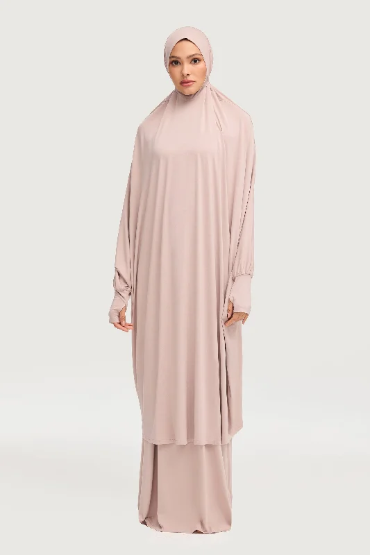 Jersey Cupro Prayer Jilbab & Skirt Set - Mink chiffon skirt delicate