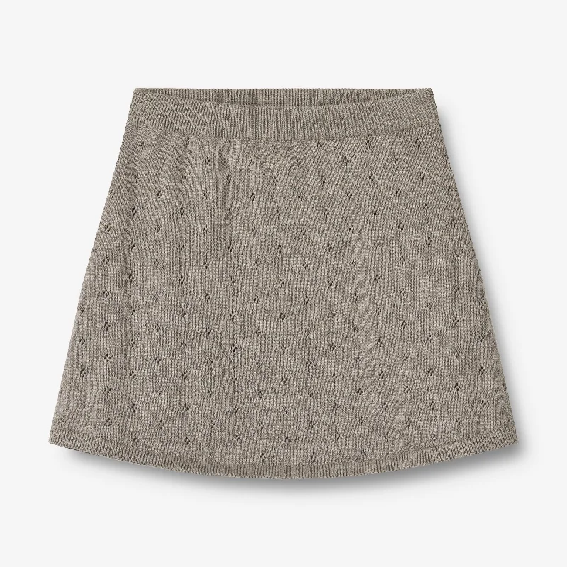 Knit Skirt Marta - warm grey melange button skirt front