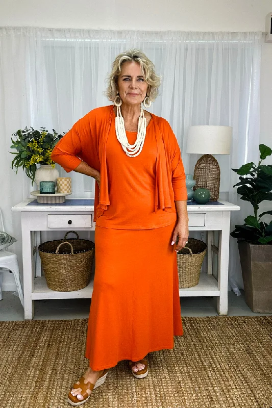 Lana Long Skirt - Flame casual skirt length