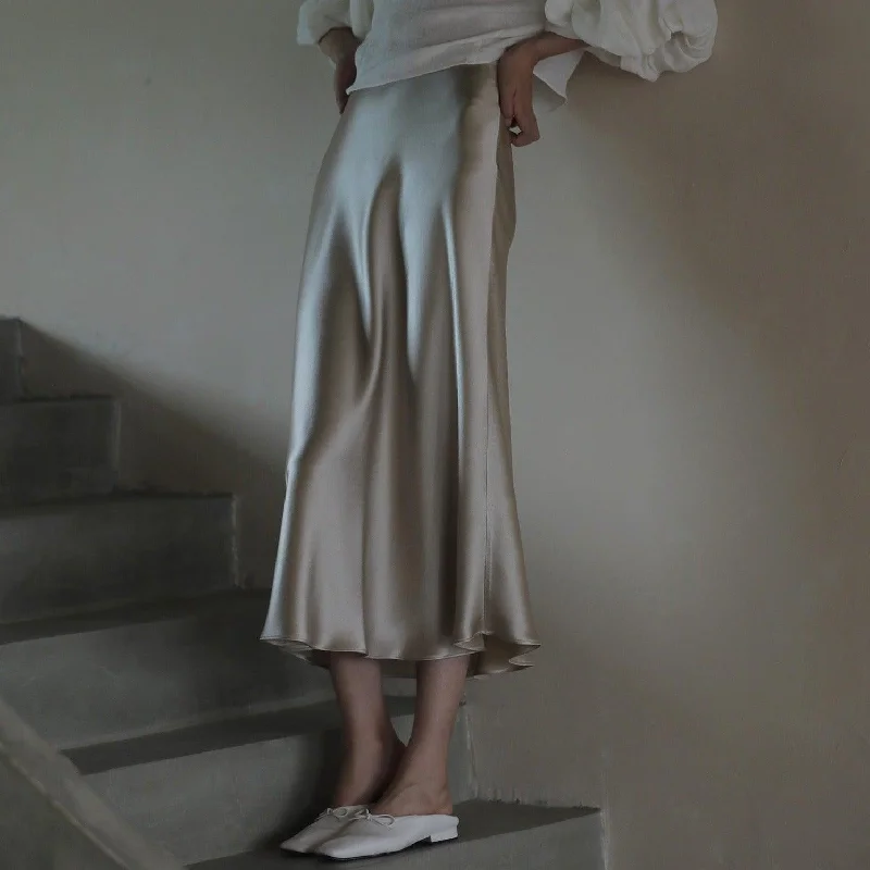 Love Affair Satin Midi Skirt velvet skirt rich