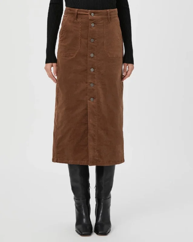 Meadow Midi Skirt - Maple Brown velvet skirt luxury