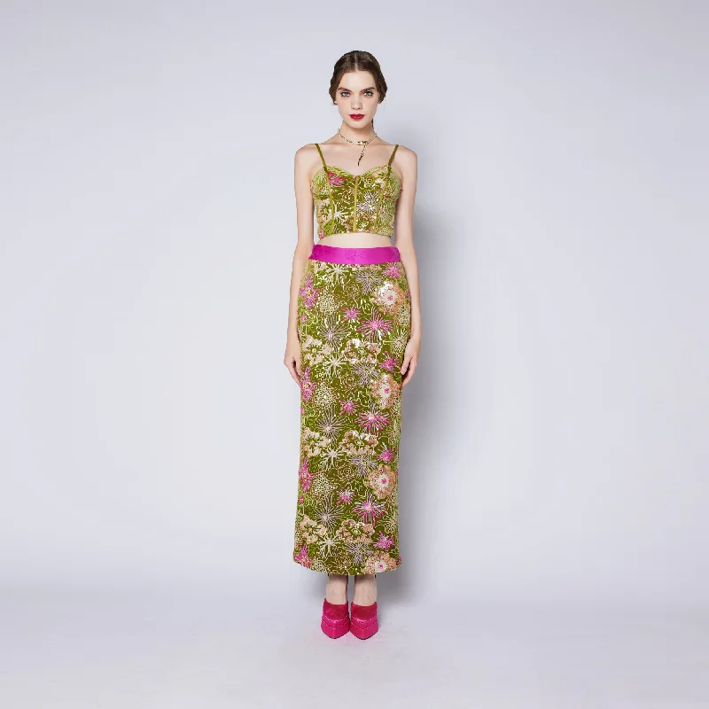 Meng Yao Velvet Skirt lace skirt intricate
