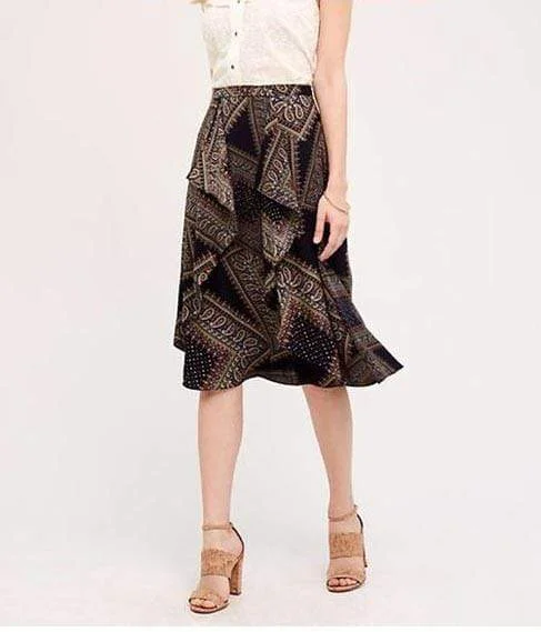 Romantic Paisley Ruffled Midi Skirt midi skirt versatile