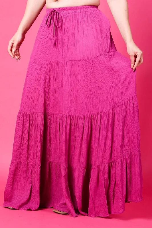 Pink Solid Layered Maxi Skirt wrap skirt elegant