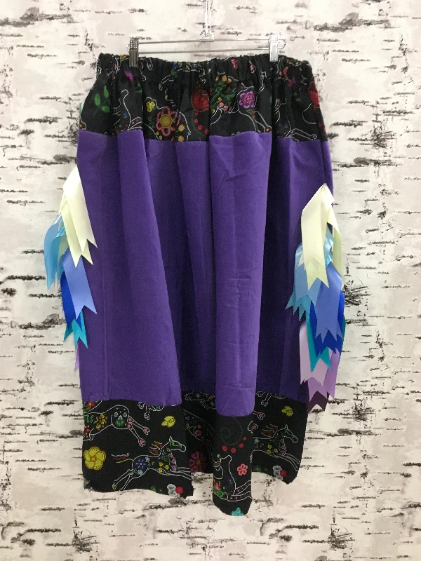 Purple with Beaded Animal Top Ribbon Skirt lace skirt intricate