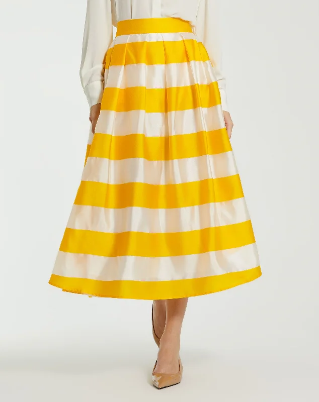 Striped Organza High Waisted Midi Skirt - FINAL SALE cashmere skirt rich