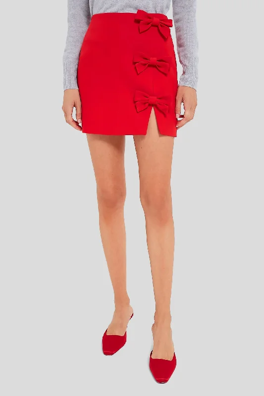 Red Bows Rochelle Mini Skirt ruffled skirt detail