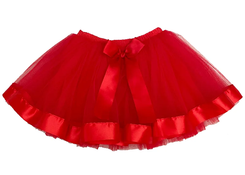 Red Wide Ribbon Tutu Skirt denim skirt classic