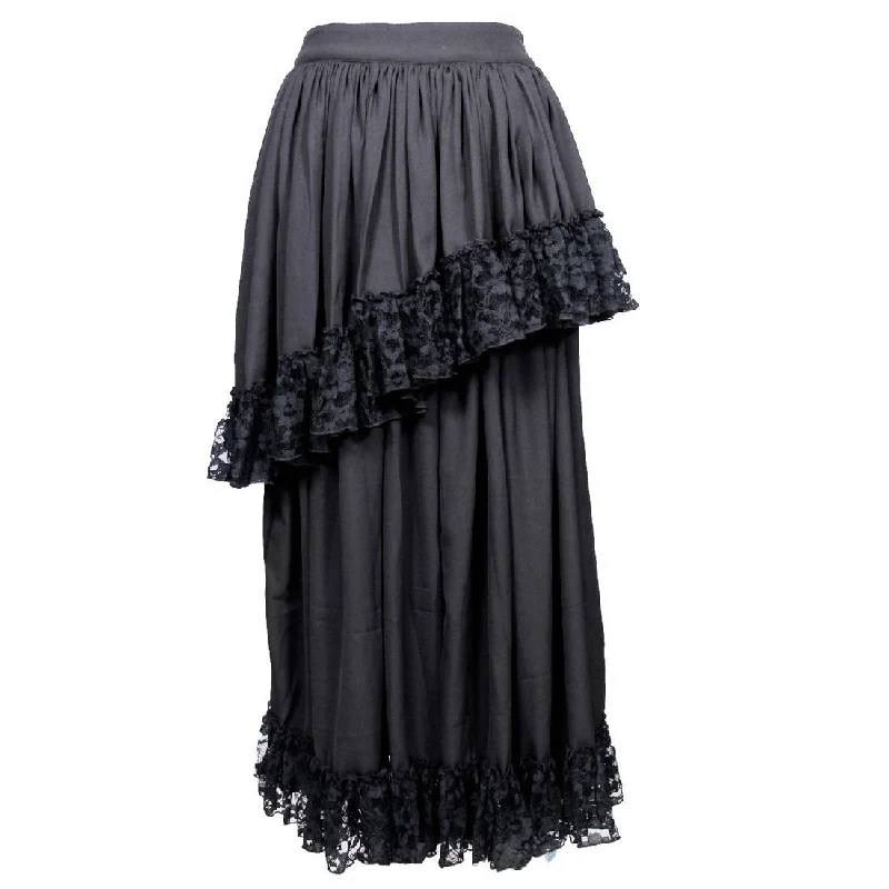 Rikke Moss Creape Net Frilled Long Skirt lace skirt intricate