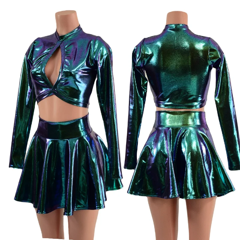Scarab Long Sleeve Keyhole Top and 15" Circle Cut Skirt Set tulle skirt dreamy