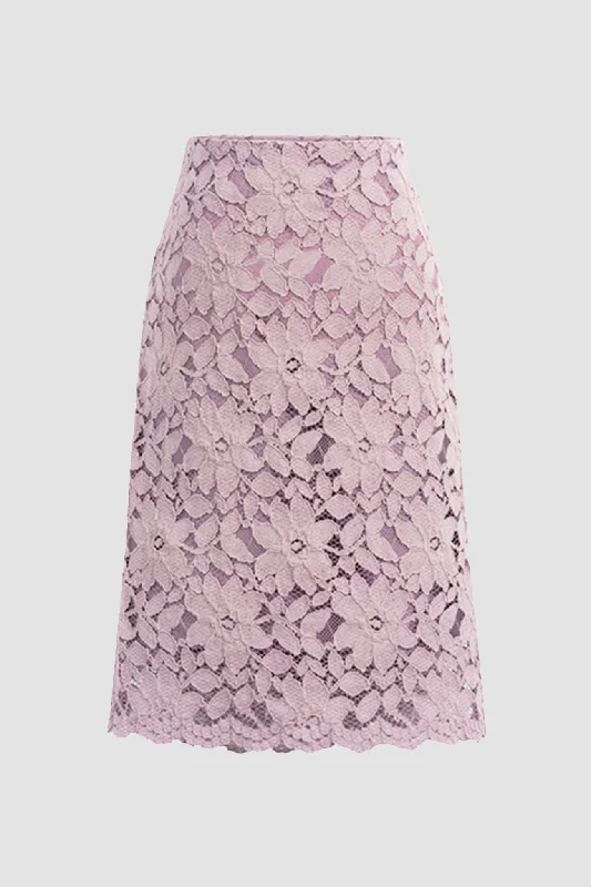 Solid Color Flower Lace Skirt chiffon skirt lightweight