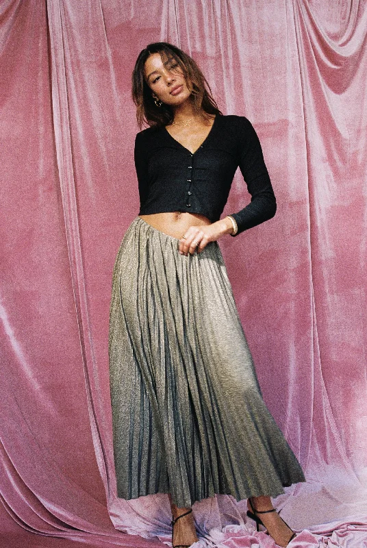 Stella Maxi Skirt Sparkle Jersey - Gold Metallic lightweight skirt design
