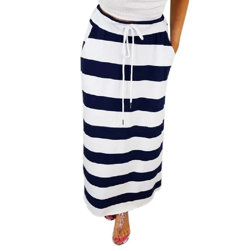 Stripe Hight Waist Maxi Long Skirt velvet skirt plush