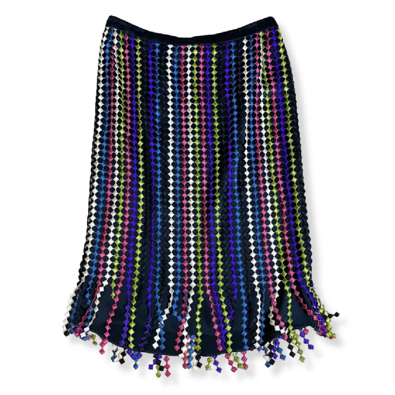 Striped Rainbow Eyelet Silk Skirt by ETRO silk skirt lustrous