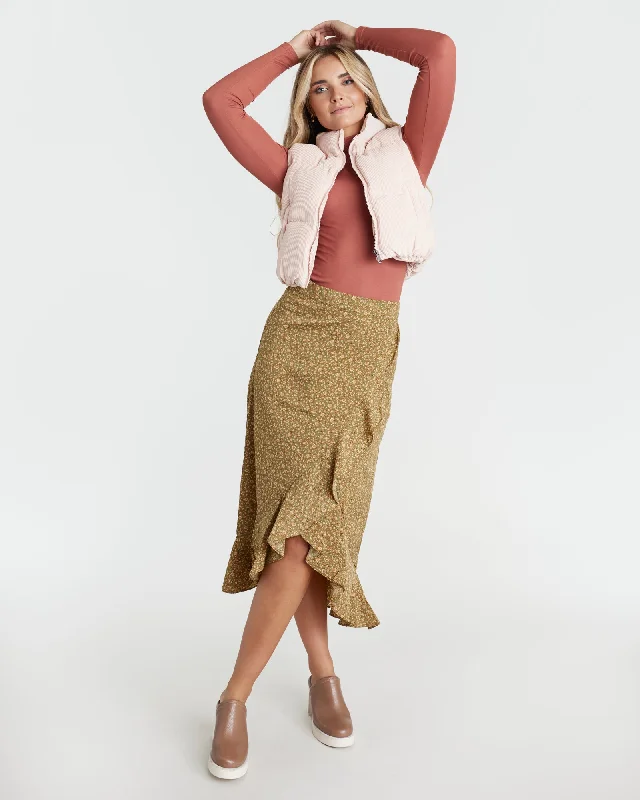 Sweet Grass Midi Skirt leather skirt modern