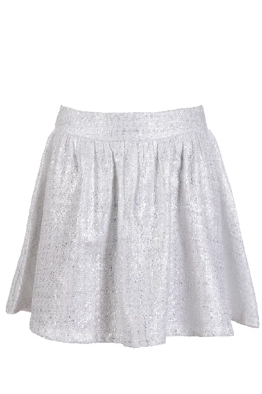 AZELIN Metallic White Mini Skirt patchwork skirt art