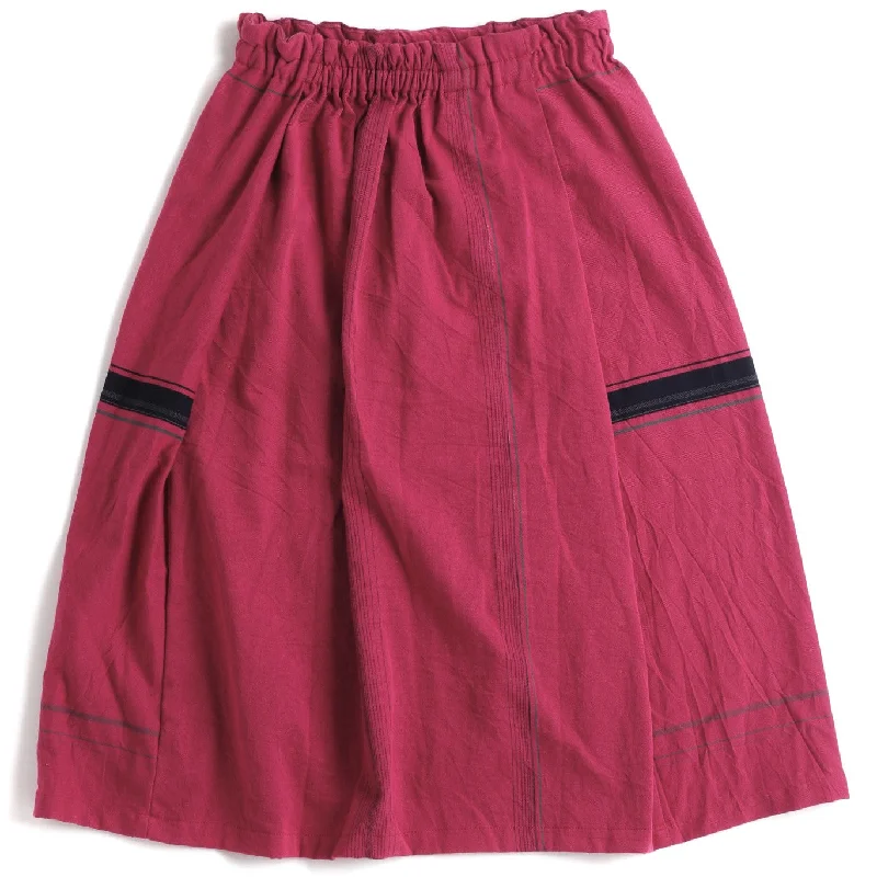 TAMAKI NIIME Gathered Skirt - Striped Berry leather skirt modern