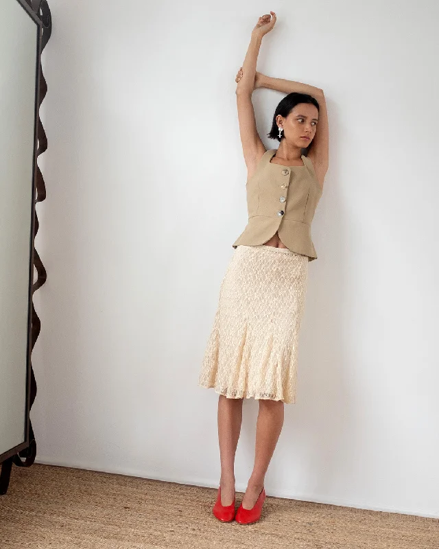 Taylor Skirt Lace Cream linen skirt light