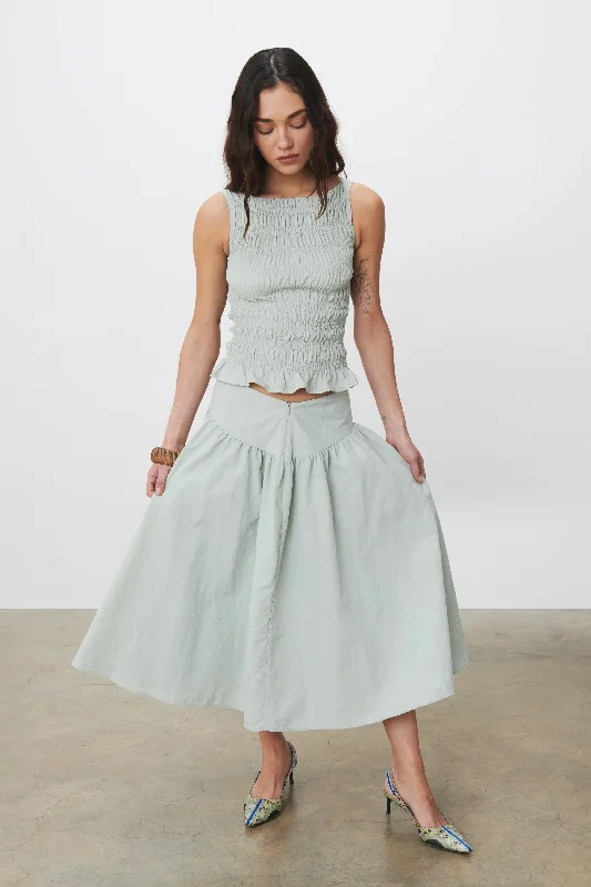 The Deba Midi Skirt, Oyster chiffon skirt delicate
