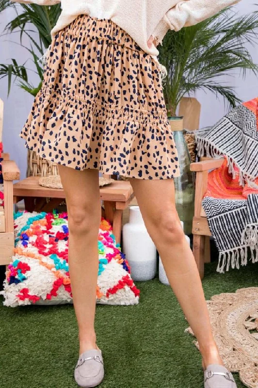 Tiered Leopard Mini Skirt, Taupe boho skirt vibe