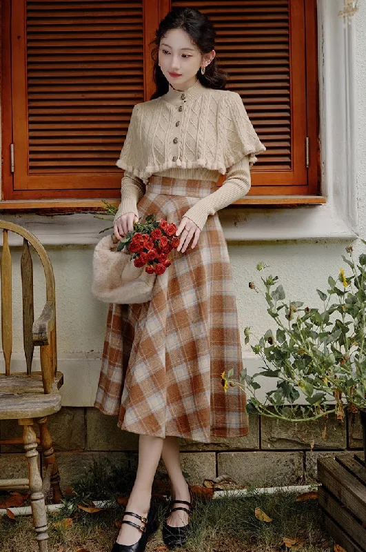 Toasted Marshmallow Sweater & Skirt Set (Khaki) cashmere skirt soft