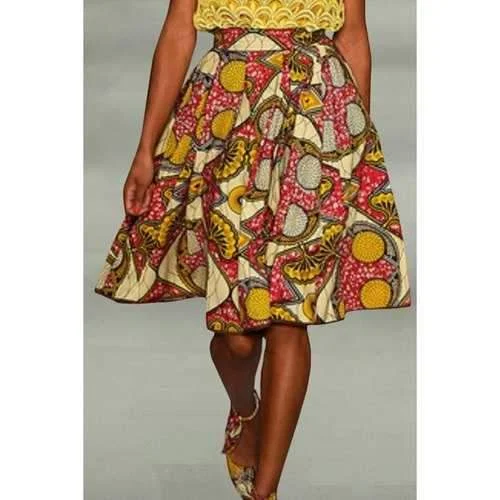 Stylish Retro Geometric Print Pleated Women's Skirt - Xl chiffon skirt delicate