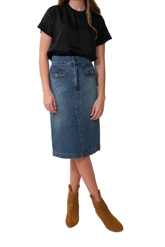 Vent Front Skirt in Pearl District spandex blend skirt