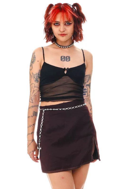 Vintage 90's Brown Mini Skirt - S cashmere skirt plush