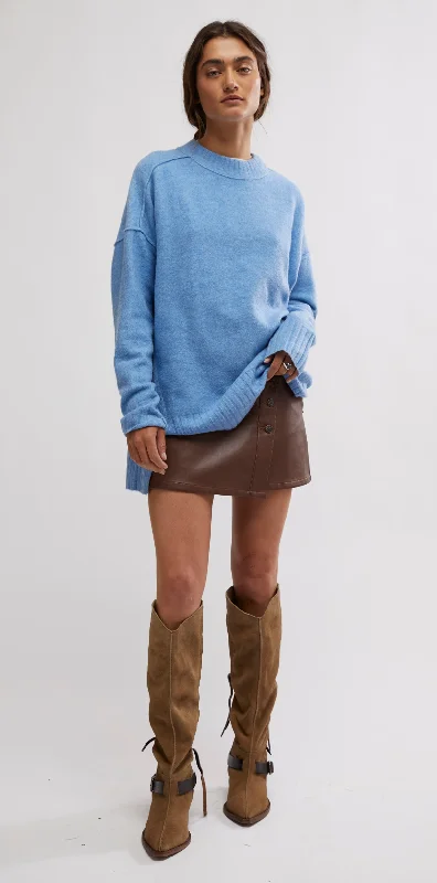 Wynne Vegan Skirt Brown a-line skirt cut