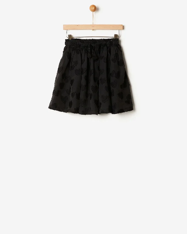 YELL-OH BLACK HEART SKIRT denim skirt fashionable